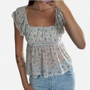 Floral Blue Women's Top